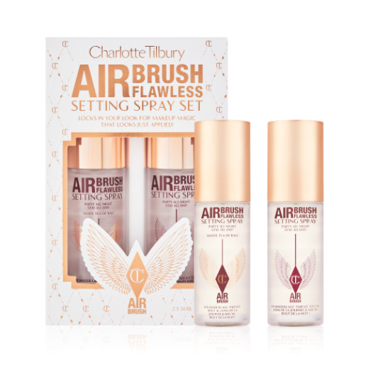Charlotte Tilbury Setting Spray Duo Airbrush Flawless, Travel Size Gift Set 2X 1.1 Oz